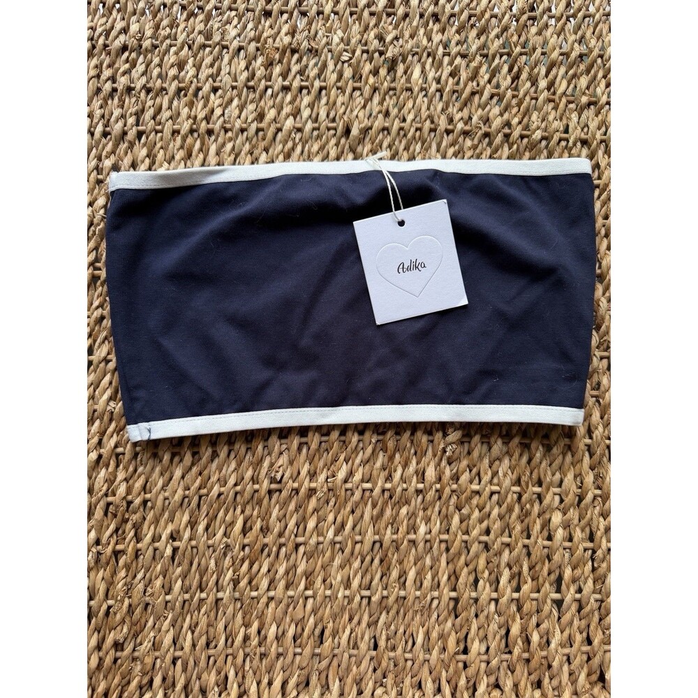 Adika NWT Navy White Trim Tube Top Strapless Bandeau XS